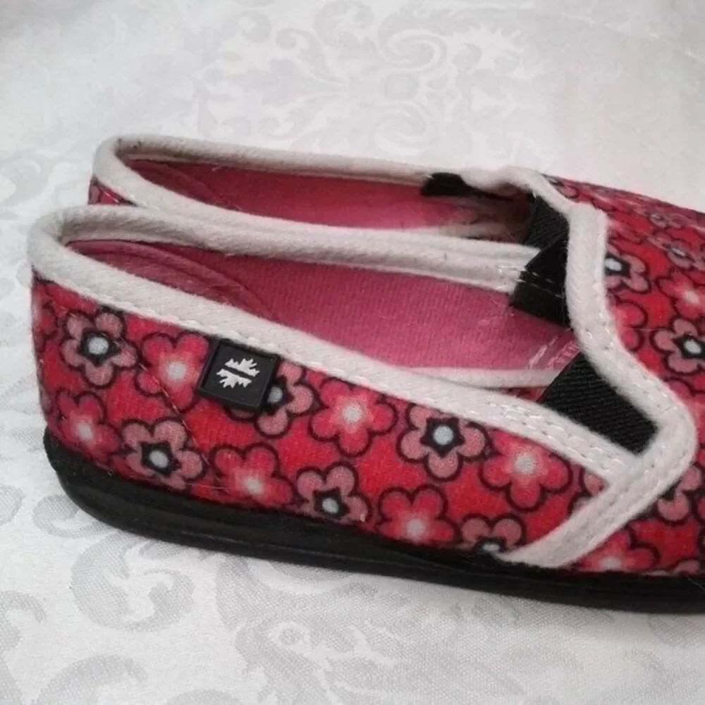 Foamtreads Little Kids Slippers Hot Pink Floral Sz10 Rubber Non-Marking Sole EUC